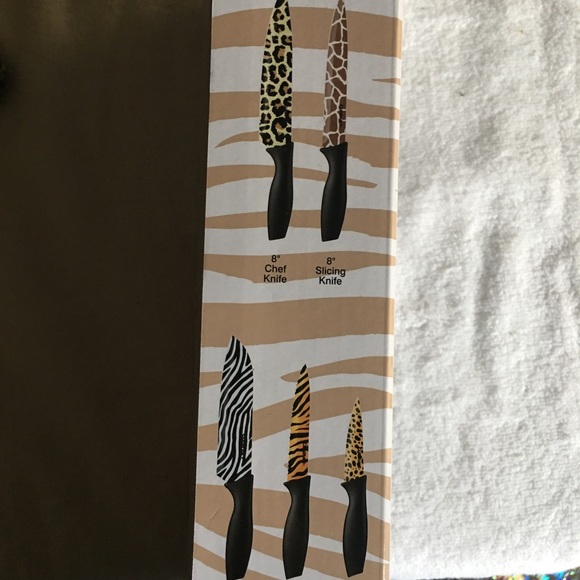 NWT 10 piece animal print knife set 🦒 🦓 🐆 - Picture 8 of 10